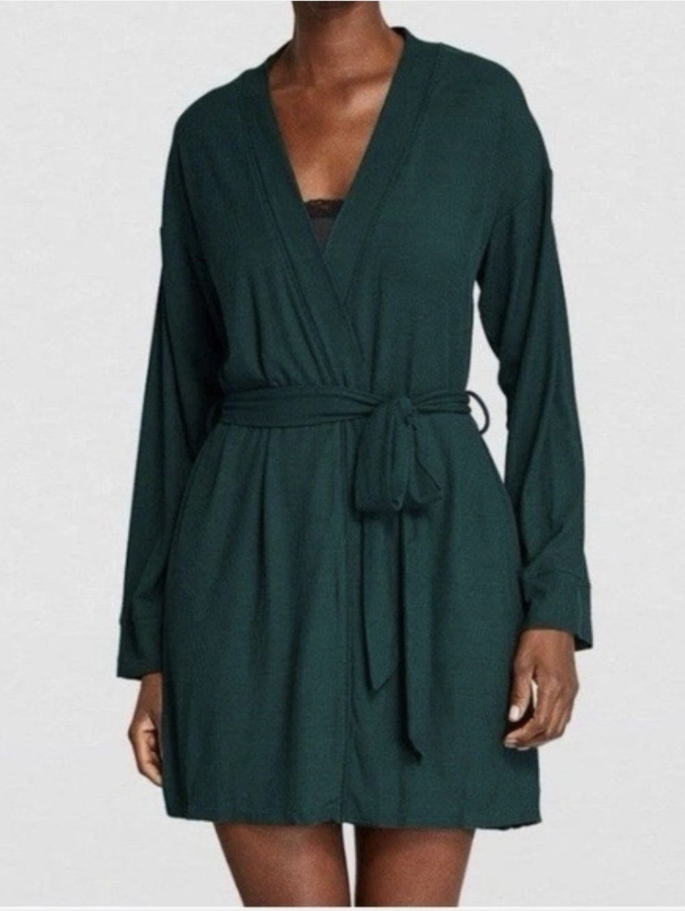 Skims Soft Lounge Cypress Green Ribbed Robe Size XL